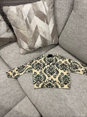 Kith Cream Sweater with Teal and Black Baroque Print